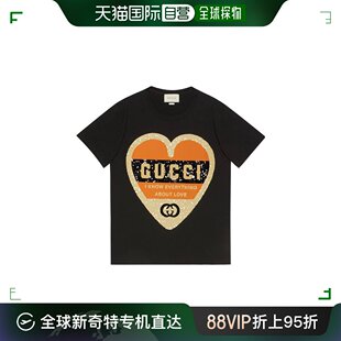 女士 香港直邮Gucci 古驰 T恤 99新未使用 Love徽标亮片大版