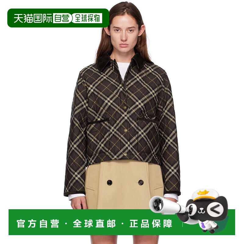 香港直邮Burberry 巴宝莉 女士 棕色 & 灰色 Oldham 夹克 8115975