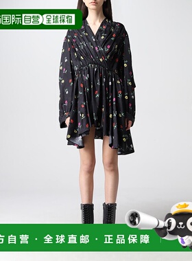1h可退 香港直邮Balenciaga 巴黎世家 女士 印花褶饰连衣裙 67542