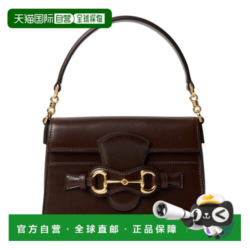 自营欧洲直邮GUCCI古驰 Horsebit Duomo小号深棕色皮革手提包