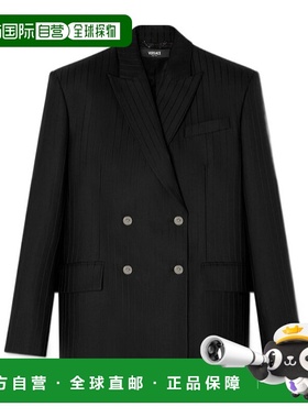 香港直邮Versace 羊毛细条纹双排扣西装外套 10219471A16260