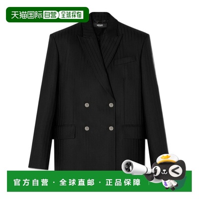 香港直邮Versace 羊毛细条纹双排扣西装外套 10219471A16260
