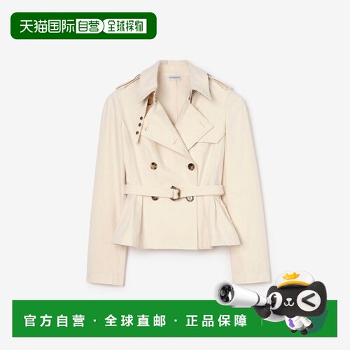 自营欧洲直邮Burberry博柏利 Isabella女士米色棉质短款风衣夹克
