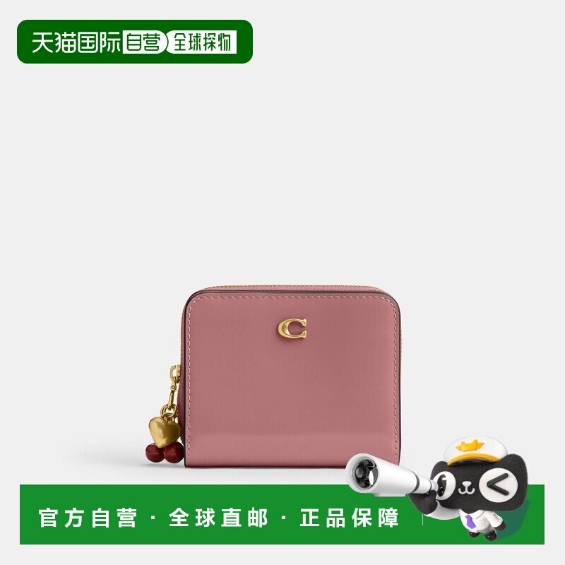 自营欧洲直邮Coach蔻驰 女士粉色双折钱包