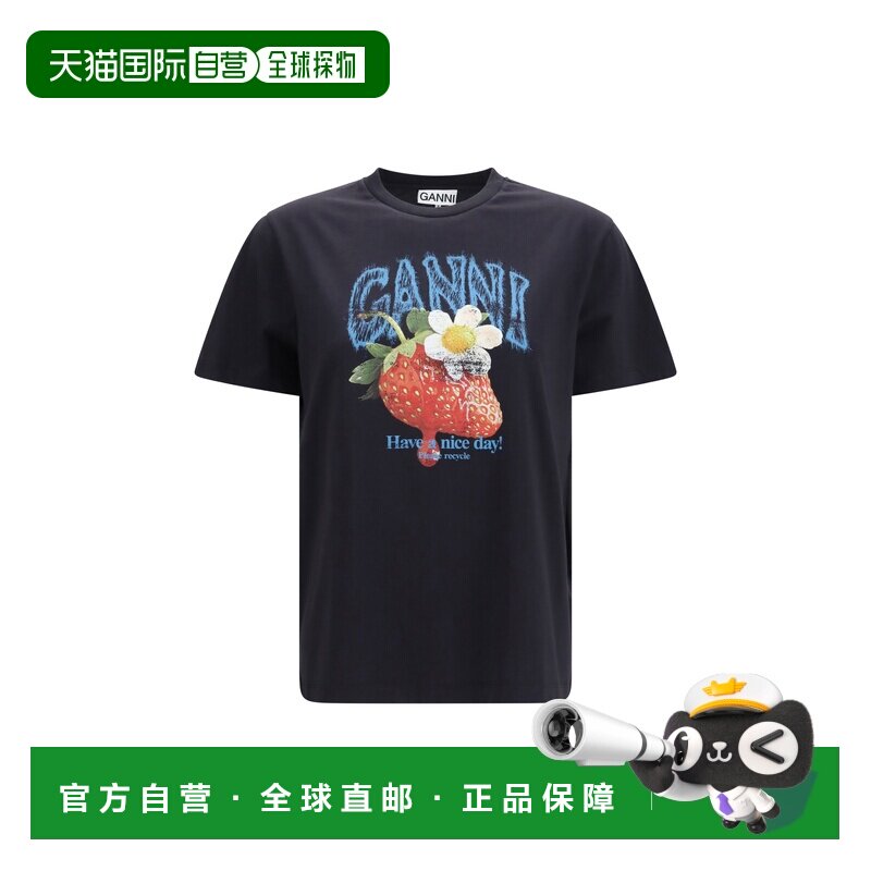香港直邮GANNI 甘尼 女士 草莓红棉质T恤 A1050292252