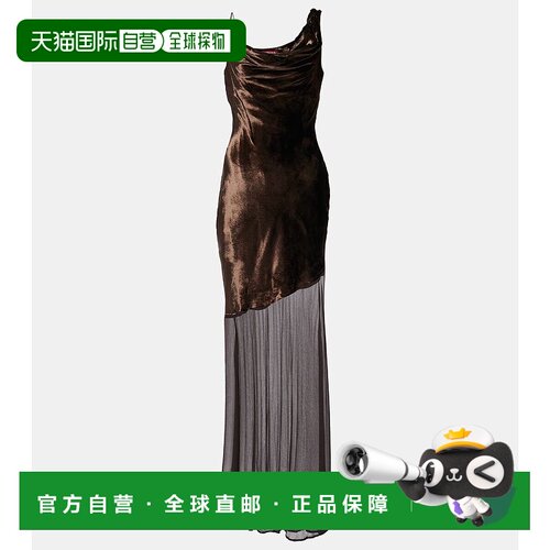 香港直邮Staud 女士 Beaton 不对称长款连衣裙 brown棕色 舒适时