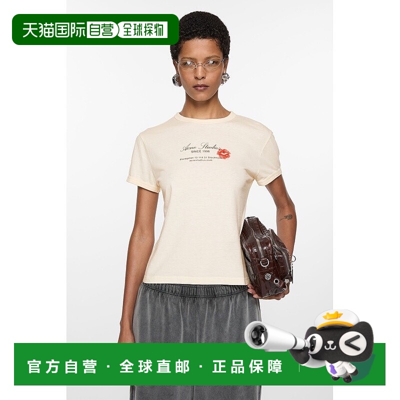 自营欧洲直邮Acne Studios  SS25女士米色棉T恤