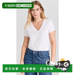 香港直邮VINCE VINCE52433 女士 V领T恤 white白色 基础款 1h可退