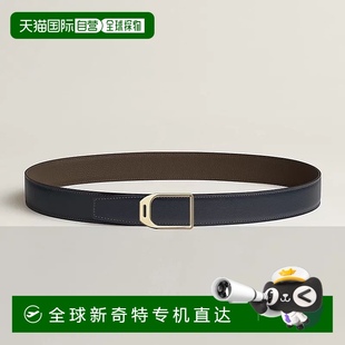 树皮色小牛皮腰带32mm 1h可退 欧洲直邮Hermes 爱马仕 女士海军蓝
