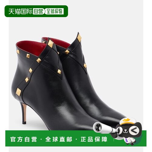 香港直邮valentino 华伦天奴 女士 Studdy 皮质短靴高跟女鞋单鞋