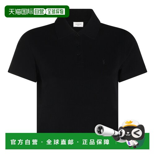 1h可退 香港直邮Saint Laurent 圣罗兰 女士 黑色短款棉质凸纹布P