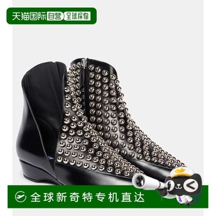 香港直邮Alaia 铆钉皮质短靴 1h可退 女士 black黑色 舒适时尚