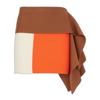 1h可退 香港直邮FENDI 24SS 不对称羊毛半身裙 Womena字裙