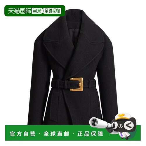 Balmain 系带羊毛呢大衣 HF1UA215WC70 【付后1h可退】