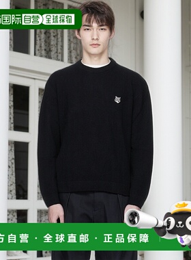1h可退 香港直邮MAISON KITSUNE 男士 黑色 Fox Head Lambswool C