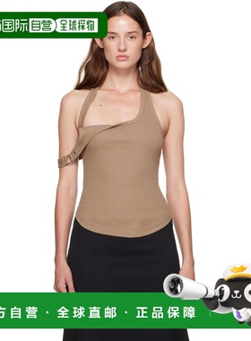 1h可退 香港直邮Courreges 女士 灰褐色 Asymmetric Buckle 背心