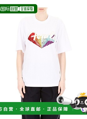 香港直发Fendi芬迪白色logo亮片短袖T恤时尚休闲百搭FS7011A5HU