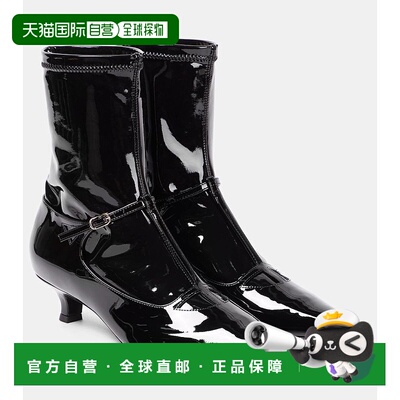 1h可退 香港直邮The Row 女士 Cyd 漆皮短靴 black黑色 舒适时尚