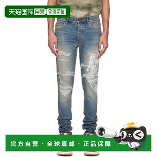 1h可退 香港直邮AMIRI 男士 蓝色 Eagle Repair Skinny 牛仔裤 AM