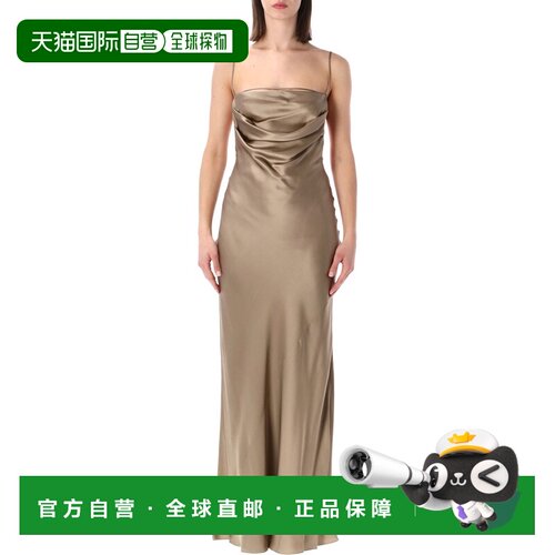 1h可退 Saint Laurent 圣罗兰 女士 CAPPUCCINO 缎面长款连衣裙
