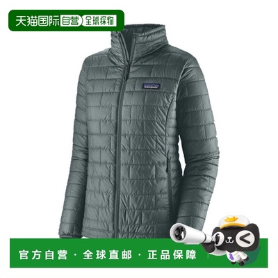 自营欧洲直邮PATAGONIA NANO PUFF女士灰绿色合成纤维拉链羽绒服
