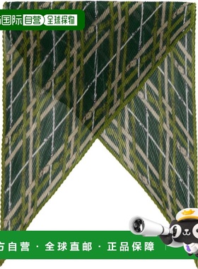 香港直邮Burberry 巴宝莉 女士 绿色 Belt Check Silk Chiffon 围