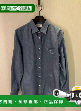 1h可退 香港直邮Celine 思琳 男士 徽标长袖衬衫 2C982508X