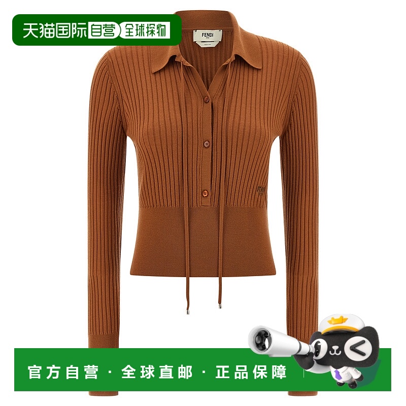 1h可退 香港直邮Fendi 芬迪 女士 罗纹毛衣 FZXD75AUZT brown棕色