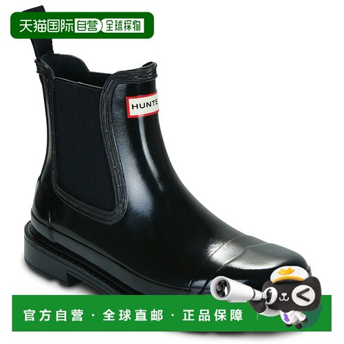 欧洲直邮Hunter鞋子女防水雨靴黑色CHELSEA COMMANDO GLOSS BOOT