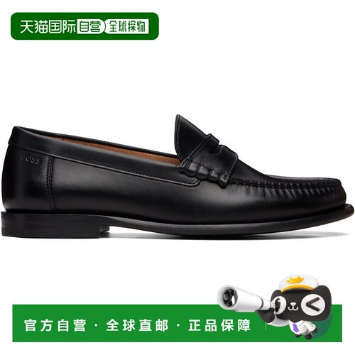 香港直邮BOSS 波士 男士 黑色 Leather Penny Trim 乐福鞋 505687