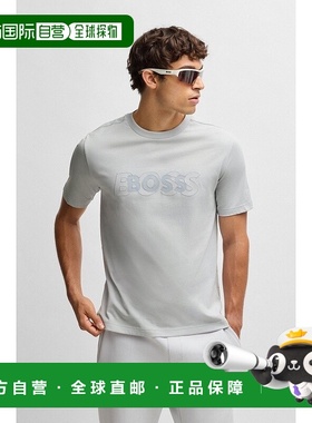 自营欧洲直邮HUGO BOSS雨果 BOSS GREEN 男士灰色棉质T恤短袖