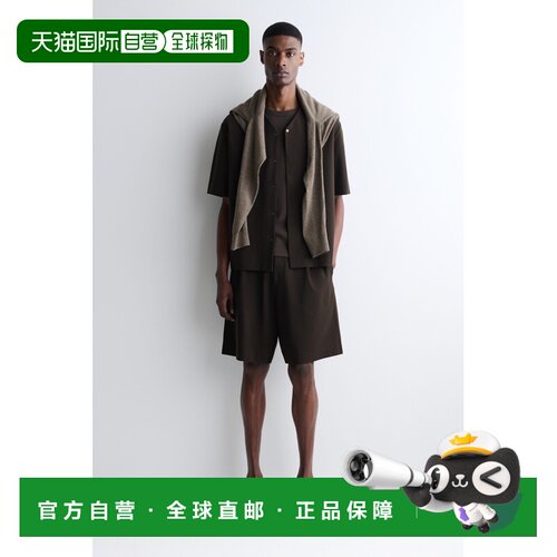 自营欧洲直邮COS 男士深棕色米兰平纹短裤休闲裤阔腿裤