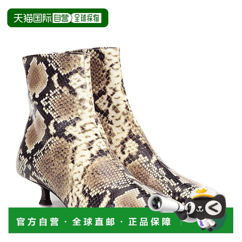 1h可退 香港直邮BY FAR 女士 Laura 蛇皮质感短靴 brown棕色 舒适