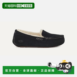 自营欧洲直邮UGG Ansley女士黑色乐福鞋拖鞋羊毛防水