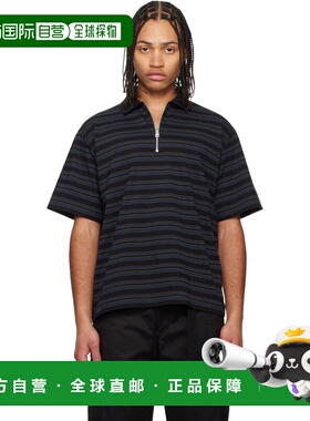 1h可退 香港直邮Sacai 男士 海军蓝 Horizontal Stripe Polo 衫 2