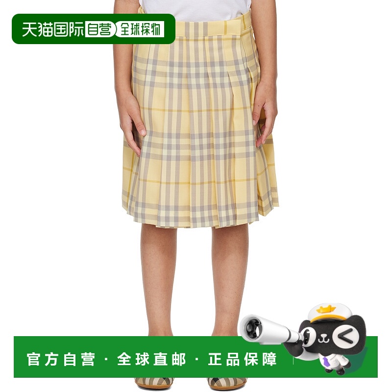香港直邮Burberry 巴宝莉 男童 黄色 Check Wool Kilt 儿童半身裙
