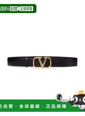 【99新未使用】香港直邮Valentino 黑色V 字扣环腰带 UY2T0Q87ECU