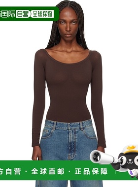 1h可退 香港直邮alaia 女士 棕色 Second Skin Knit Off-Shoulder