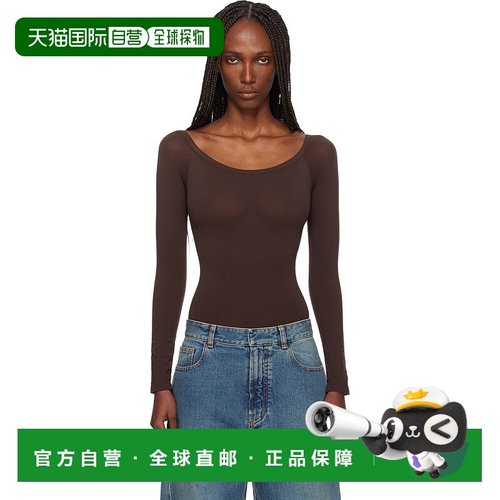 1h可退 香港直邮alaia 女士 棕色 Second Skin Knit Off-Shoulder