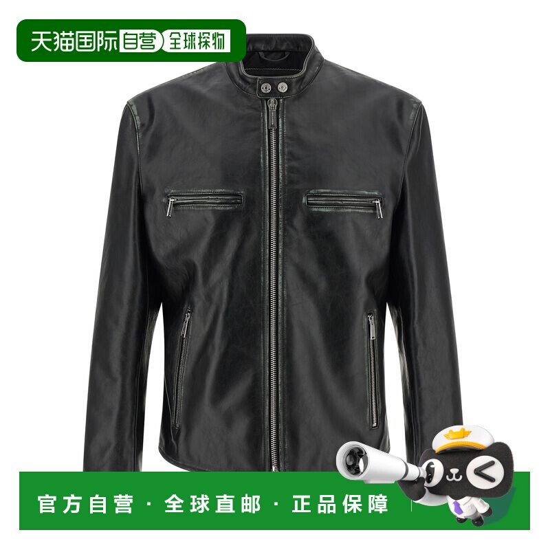 1h可退 香港直邮Dsquared2 二次方 男士 拉链口袋皮夹克 S74AM167