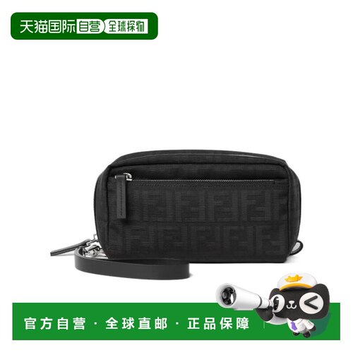 香港直邮FENDI 男士化妆包 8N0216B16FF0QA1 AW2026 黑色 双拉链