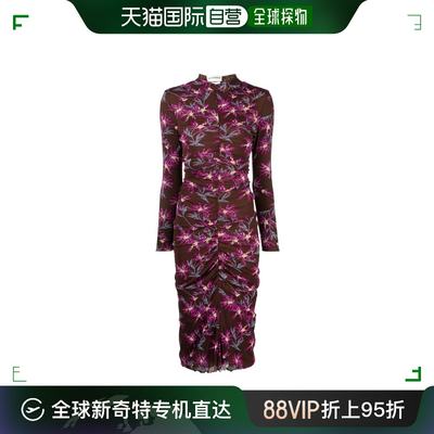 香港直邮Diane Von Furstenberg 花卉印花褶饰连衣裙 DVFDL3R035