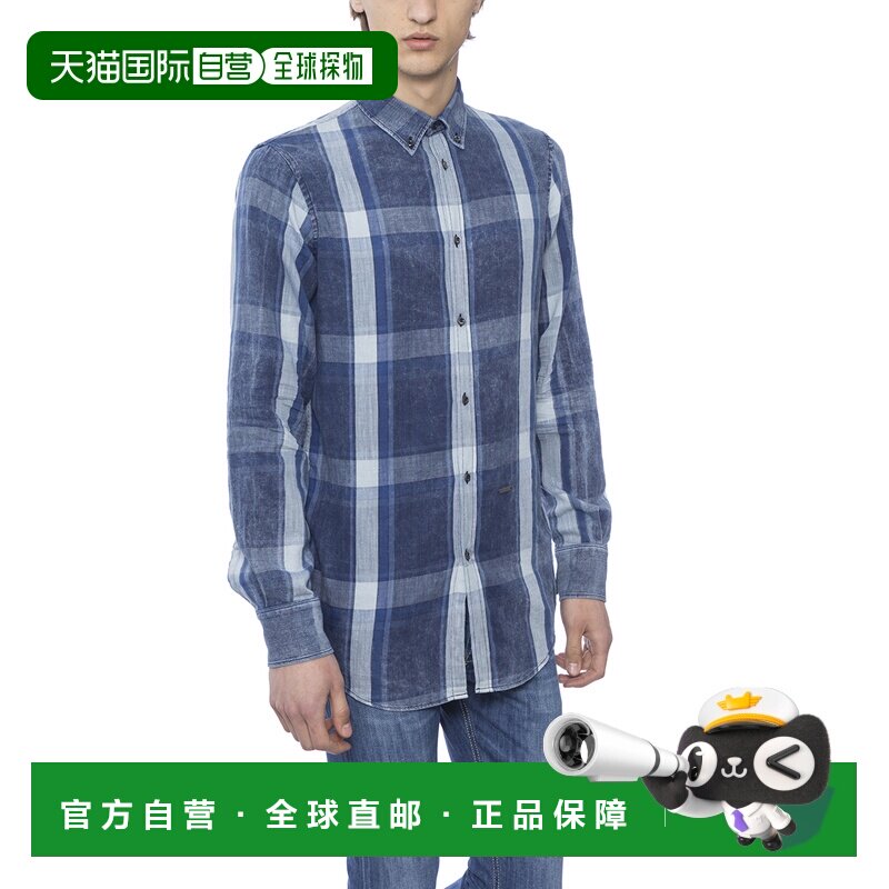 1h可退 香港直邮DSQUARED2 男士衬衫 DL095730524001 SS2018 蓝色
