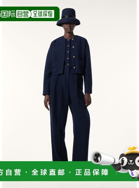 自营欧洲直邮Loro Piana 女士深蓝色羊绒喇叭裤休闲裤