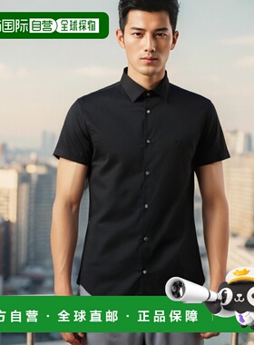 香港直邮Emporio Armani 黑色徽标短袖衬衫 8N1C911NI9Z阿玛尼