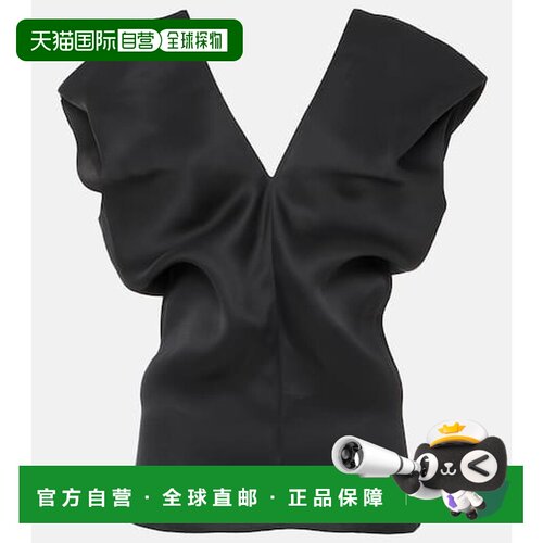 香港直邮KHAITE 女士 Ami 真丝缎面上衣 BLACK 黑色时尚舒适性感