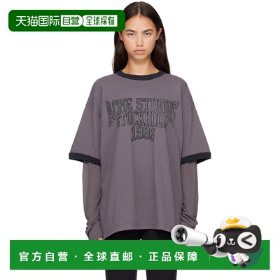 香港直邮Acne Studios 艾克妮 女士 灰色 Layered Graphic 长袖 T