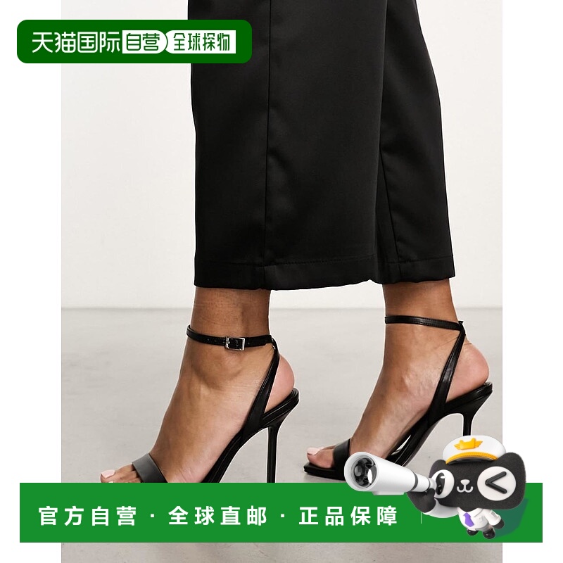 香港直邮ASOS 女士 Nali barely there PU 设计高跟凉鞋(黑色)