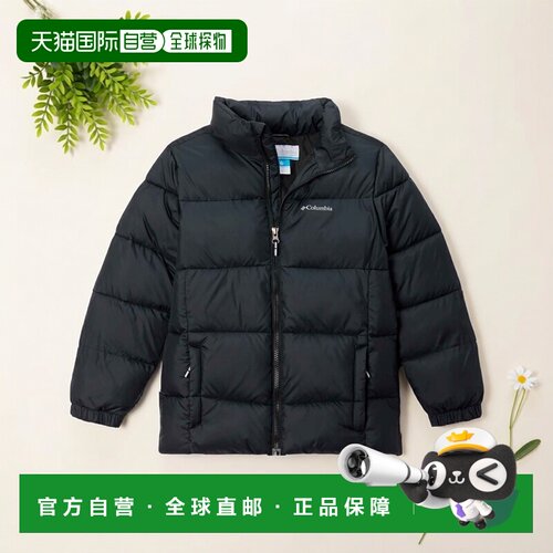 欧洲直邮Columbia Puffect儿童黑色聚酯纤维拉链口袋羽绒服