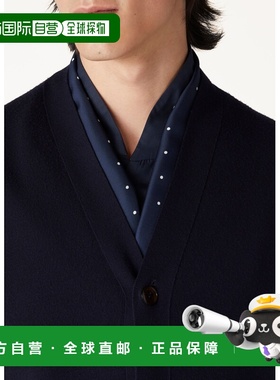 自营欧洲直邮Loro Piana 男士海军蓝真丝围巾
